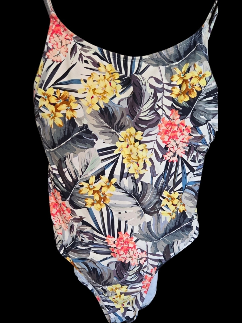 Hurley Floral Tropical One-Piece-Swimsuit - Yellow & Pink Flowers Sz XL